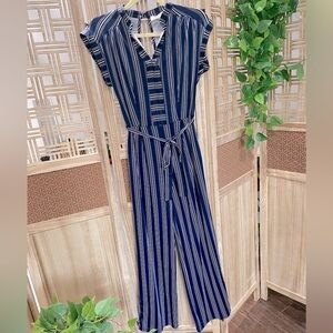 Navy Blue Striped Jumpsuit